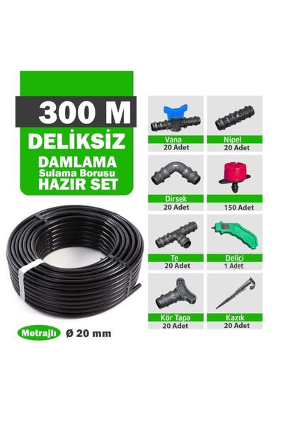 Kalitek 300 Mt Deliksiz Düz damlama Borusu - Çap Ø 20 Mm Hazır Set