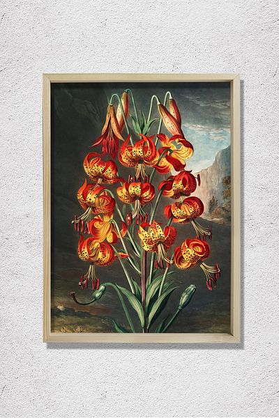 Dekor Loft Liliac superb din Templul Flora 1807 Pictură murală din lemn natural