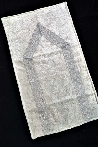 Çt Çeyizci Tekstil Prayer Rug Velvet Single French Ruched Gray