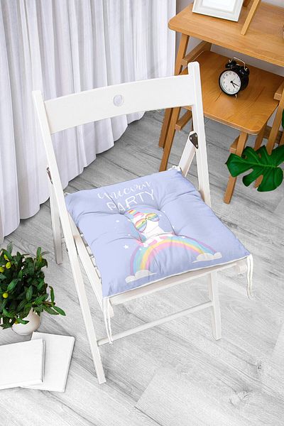 Realhomes Unicorn Design Blue Children's Chair - Room and Cushion