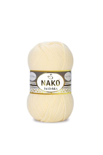 NAKO ( 5 Pieces ) Pearl Deluxe 11454 Cream Hand Knitting Thread Cardigan Sweater Blouse Thread