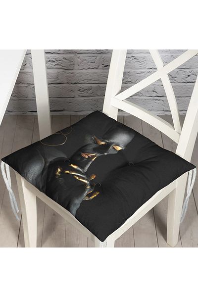 Realhomes Black Women's Motif Special Design Fluffy Chair Cushion