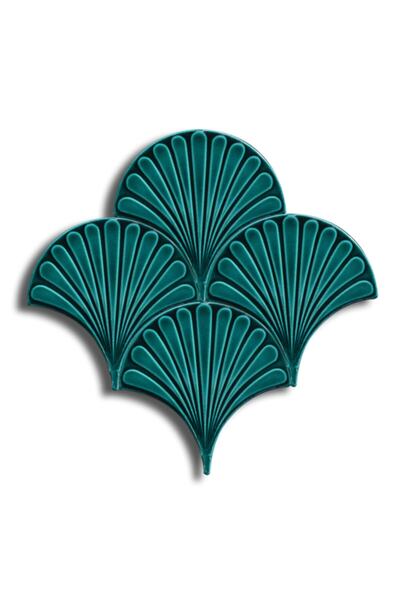 Kütahya Çini Yapı Tasarım Ss02-03 Istiridye Yeşil Karo 1 Adet