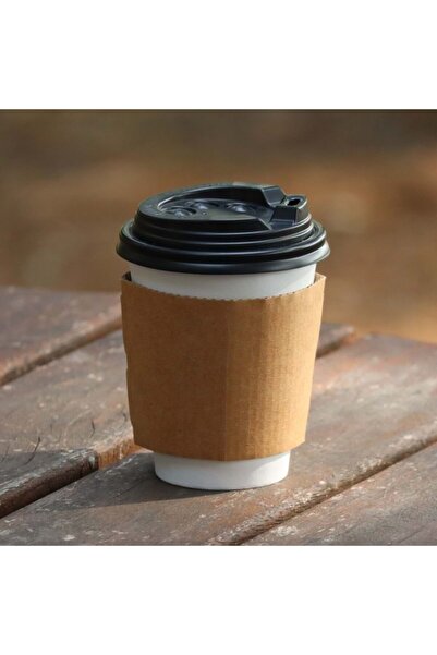 Miopack 8 Oz Siyah Kapaklı Karton Latte Bardak 250 Ml - 50'li(bardak Ceketi 5...