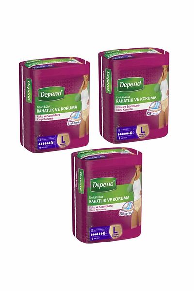 Depend Absorbent Panties 9-Piece Large Size Women - Pack of 3