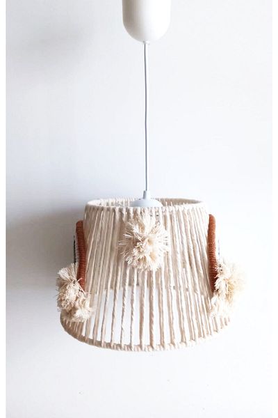 C&A&B KUZEY AVİZE Rainbow Patterned Macrame Rope Wrap - Pompom Baby and Children's Room Chandelier (2)