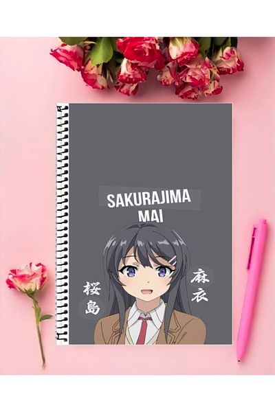 animeandyourworld Sakurajima Mai Anime Notebook - 1 Piece, A4 Size 21*29 Cm, Special Design and Squared