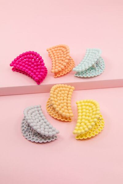 C&E Design Γυναικείο σετ αγκράφες με 6 πολύχρωμα μαργαριτάρια