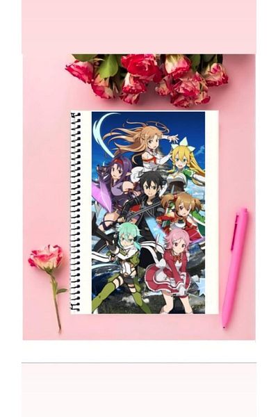 animeandyourworld دفتر أنيمي Sword Art Online قطعة واحدة بتصميم خاص مقاس A4 دفتر غير مُبطن بحلقات 21*29 سم