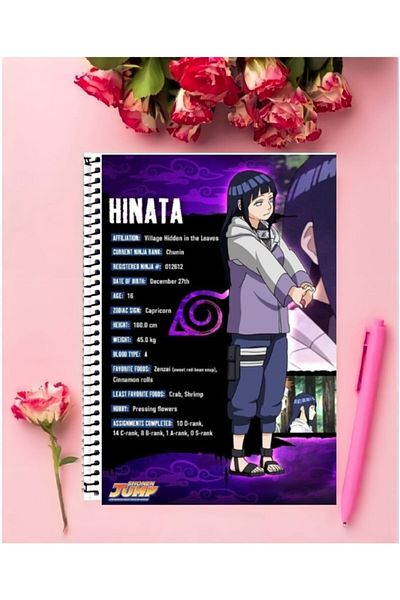 animeandyourworld Hinata Hyuga Anime Notebook 1 Piece Special Design A4 Size 21*29 Cm Wire Unlined Notebook