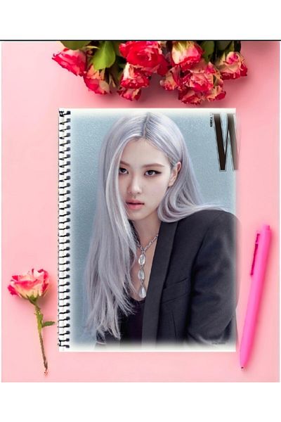 animeandyourworld Black Pink Notebook 1 Piece Special Design A4 Size Ringed Unlined Notebook 21*29 Cm