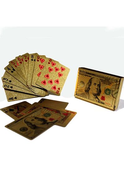 Gezginimport Playing Card Poker Deck Game Gold Dollar Patterned Playing Paper Set