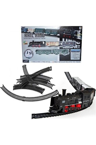 Genel Markalar Rail King Pilli Klasik Tren Seti 19 Parça Pilli Raylı Tren