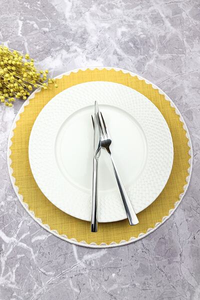 WEARE2 Σερβίτσιο αμερικάνικου τύπου σε στρογγυλό σχήμα με κέντημα σε χρώμα μο...