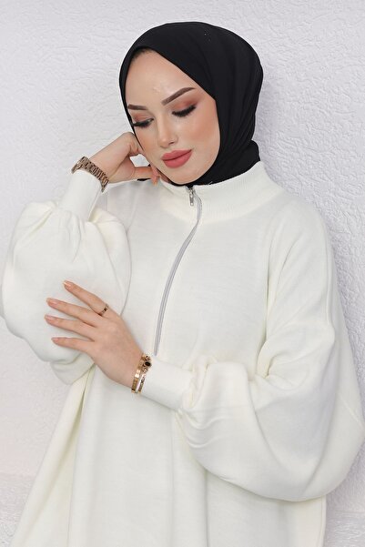 InStyle Sara Zippered Knitwear Tunic - White