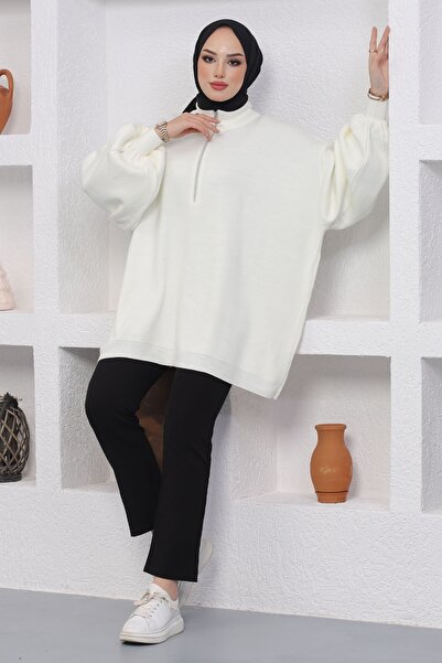 InStyle Sara Zippered Knitwear Tunic - White