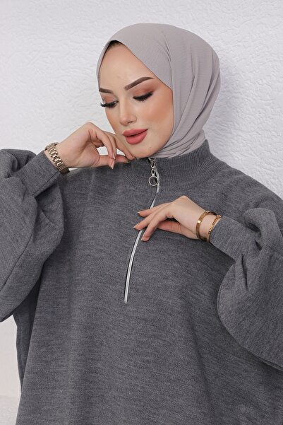 InStyle Sara Zippered Knitwear Tunic - Anthracite