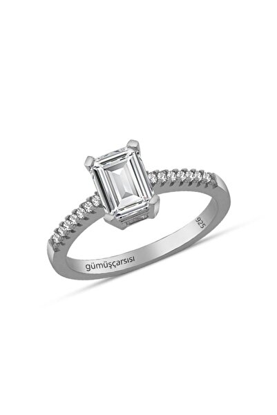 Gümüş Çarşısı 925 Ayar Gümüş Kadın Baget Taşlı Yüzük