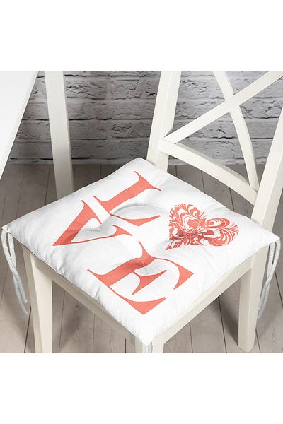 Realhomes Love Themed Digital Printed Fluffy Square Chair Cushion