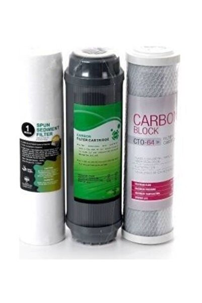 CLEANWATER Su Arıtma Cihazı Yedek Filtre Seti 3 Aşama Çift Karbonlu Set