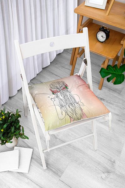 Realhomes Fashion Girl Digital Printed Modern Fluffy Chair Cushion