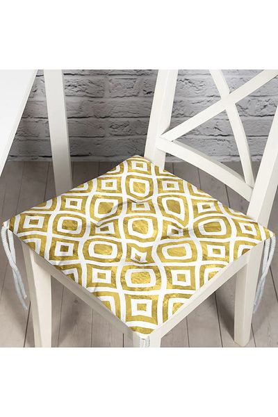 Realhomes Geometric Shaped Modern Pouf Chair Cushion with Gold Detail