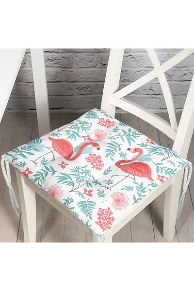Realhomes Modern Flamingo Patterned Digital Printed Fluffy Chair Cushion