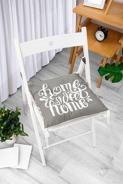 Realhomes Home Sweet Home Digital Printed Fluffy Square Chair Cushion