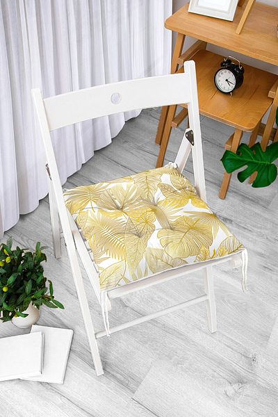Realhomes Mink Color Amazon Leaves Themed Modern Fluffy Chair Cushion