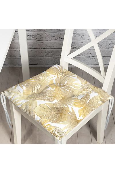 Realhomes Mink Color Amazon Leaves Themed Modern Fluffy Chair Cushion