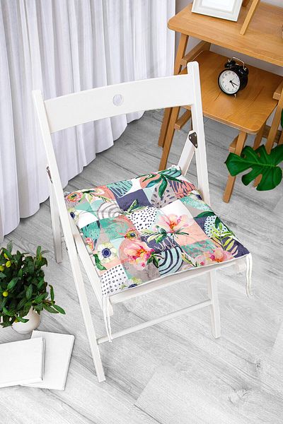 Realhomes Special Design Fluffy Chair Cushion with Rose Motifs in Geometric Shapes