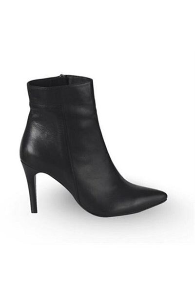 KARVENSHOES Γνήσιες μαύρες δερμάτινες μπότες στιλέτο με φερμουάρ
