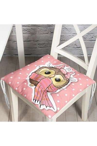Realhomes Owl Patterned Digital Printed Fluffy Square Chair Cushion