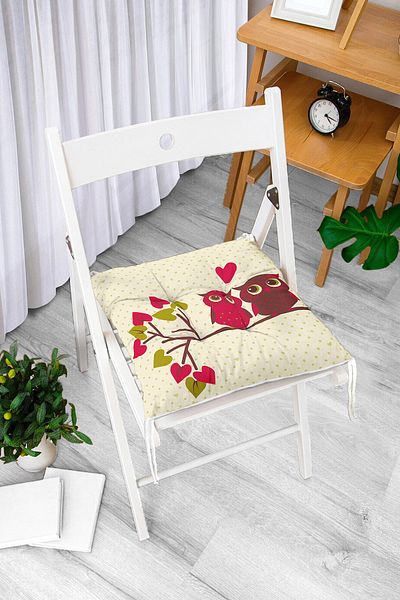 Realhomes Owl Themed Digital Printed Fluffy Square Chair Cushion