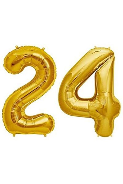 BEST PARTİ DOĞUM GÜNÜ PARTİ SÜSLERİ 24 Years Number Foil Balloon Gold 40 Inch 100 Cm