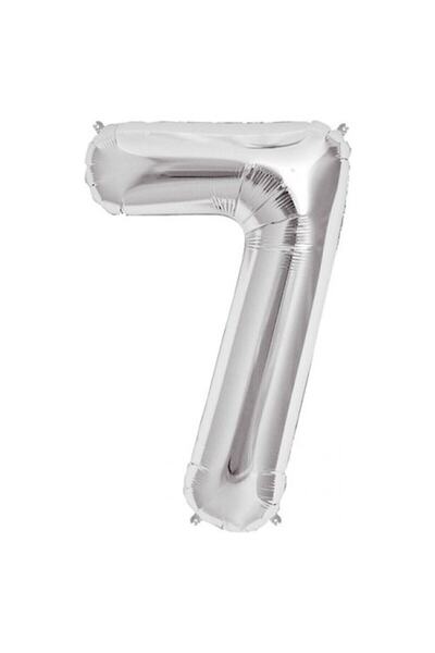 BEST PARTİ DOĞUM GÜNÜ PARTİ SÜSLERİ 7 Years 40 Inch 100 cm Silver Large Numbe...