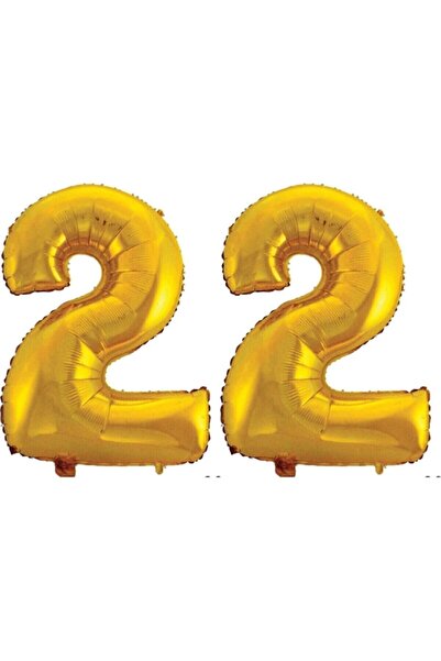 BEST PARTİ DOĞUM GÜNÜ PARTİ SÜSLERİ بالون فويل رقم 22 سنة، ذهبي، 40 بوصة، 100 سم