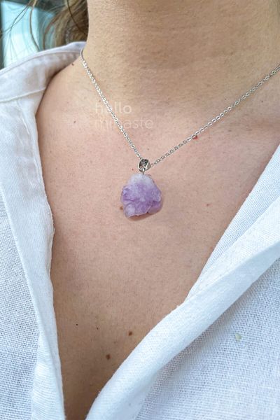 Hello Minaste Amethyst Stone Natural Stone Chainless Pendant - Raw Amethyst