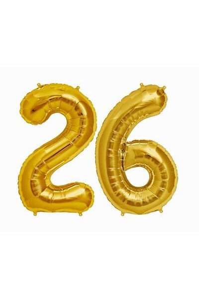 BEST PARTİ DOĞUM GÜNÜ PARTİ SÜSLERİ 26 Years Number Foil Balloon Gold 40 Inch 100 cm
