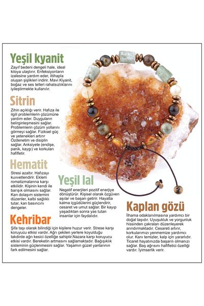 OSMANLI DOĞAL TAŞ سوار من الحجر الطبيعي المعتمد - سيترين، هاميت، عين النمر، لال أخضر، عنبر، كيانيت أخضر