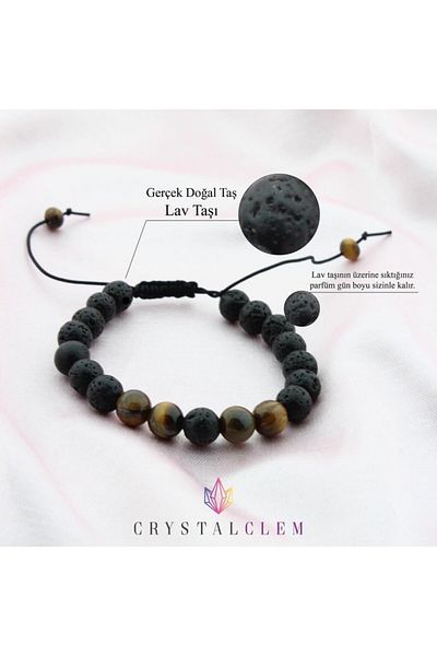 Crystalclem Tiger Eye Lava Stone Natural Stone Bracelet