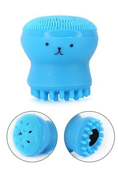 MUJGAN Ahtapot Şekilli Peeling Silikon Yüz Temizleme Fırçası Mavi Renk