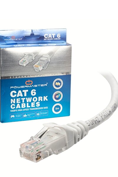 Powermaster 5 Metrelik Cat6 Lan Internet Data Kablosu(ETHERNET MODEM RJ45 UÇL...
