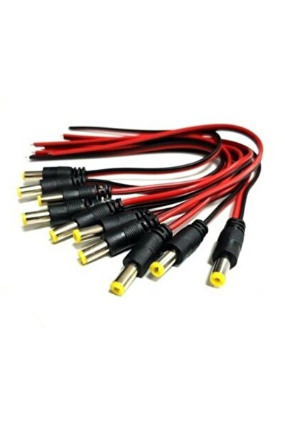 Genel Markalar Güvenlik Kamerası Power Jack Pipo Jak Kablo 30cm 10 Adet