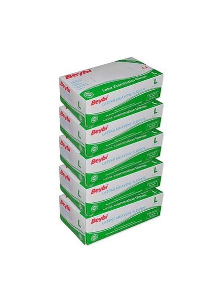 Beybi 5 Pack Latex Powdered Examination Gloves Latex 100 Pcs (l) Large