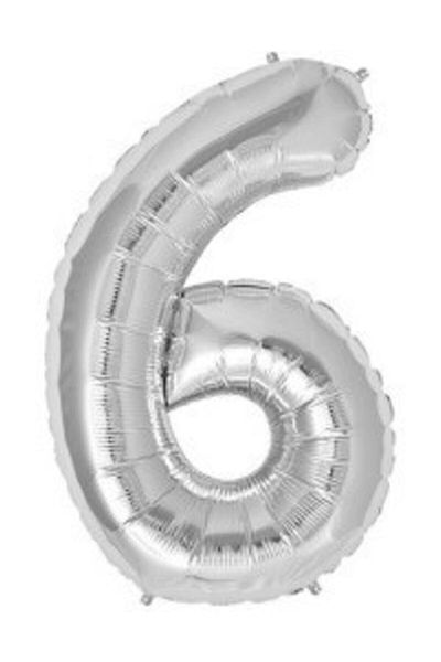 BEST PARTİ DOĞUM GÜNÜ PARTİ SÜSLERİ 6 Years 40 Inch 100cm Silver Large Number Foil Balloon