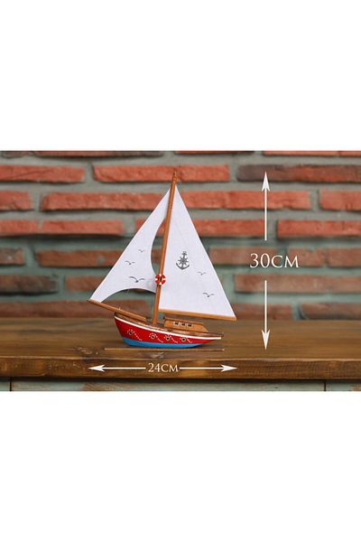 AYHAN KOTRA Cloth Sailboat, Wooden Model Yacht Ship, Boat Model Handmade Home, Office Gift and Accessory