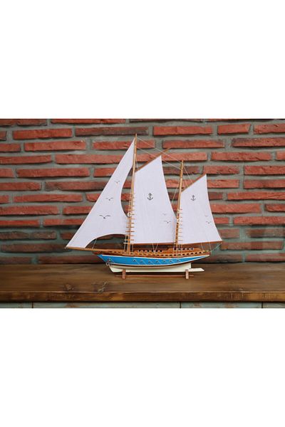 AYHAN KOTRA Wooden Model Cloth Sailing Yacht Ship - Boat Model Kotra Handmade Home and Office Gift Accessory