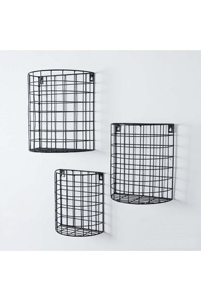 GO DEKOR 3-Piece Semicircle Wall Decorative Organizer - Black Matte