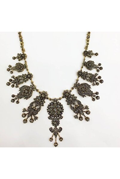 Aşina Gümüş Yeni Yıl Hediyesi Muhteşem Yüzyıl Hürrem Elmas Montür Gerdanlık Kolye Black Diamond